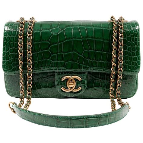 emerald green chanel classic flap